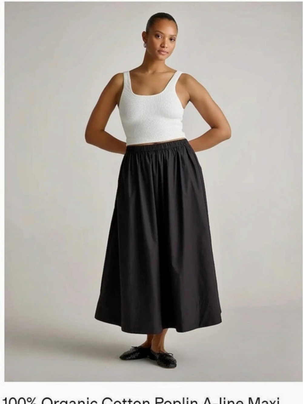 Quince 100% Organic Cotton Poplin A-line Maxi Skirt A-Line Maxi Skirt in Blue
